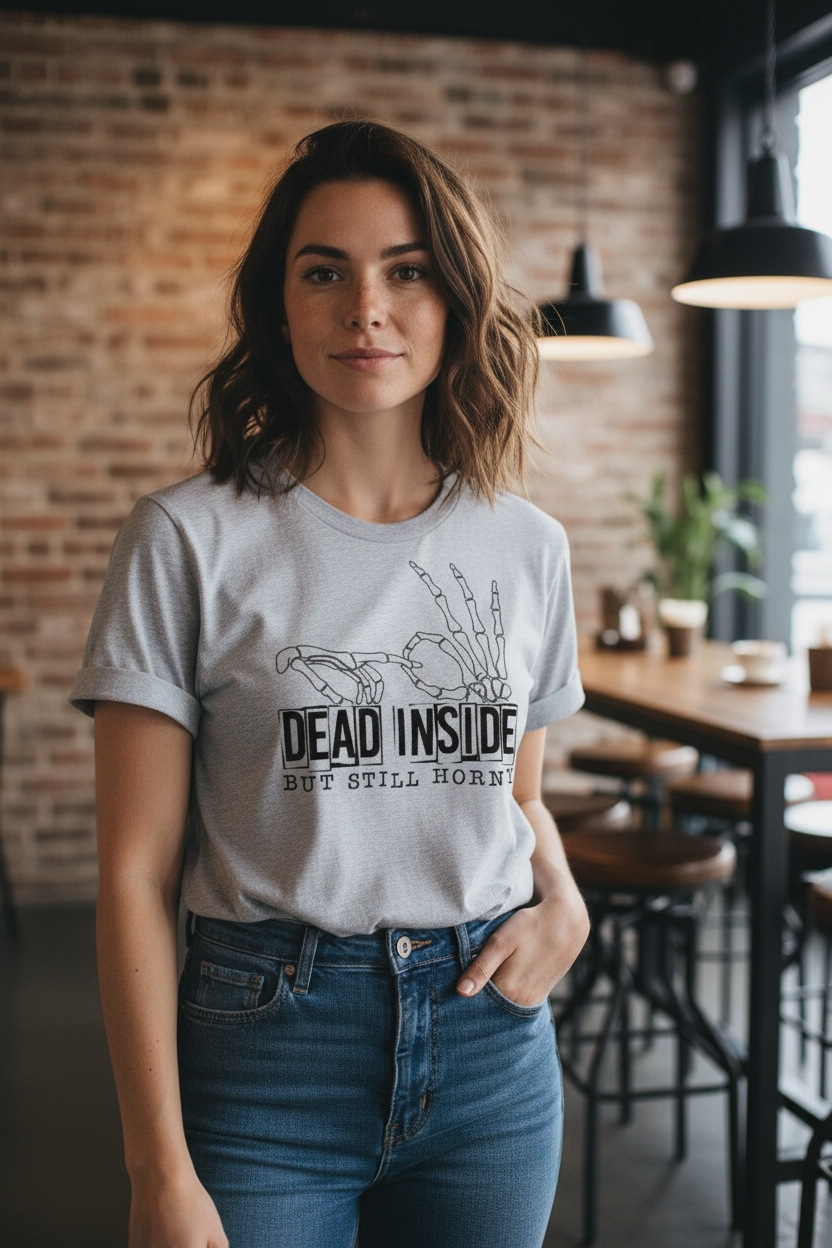 Dead Inside But Still Horny Shirt - Funny & Sarcastic Graphic Tee
