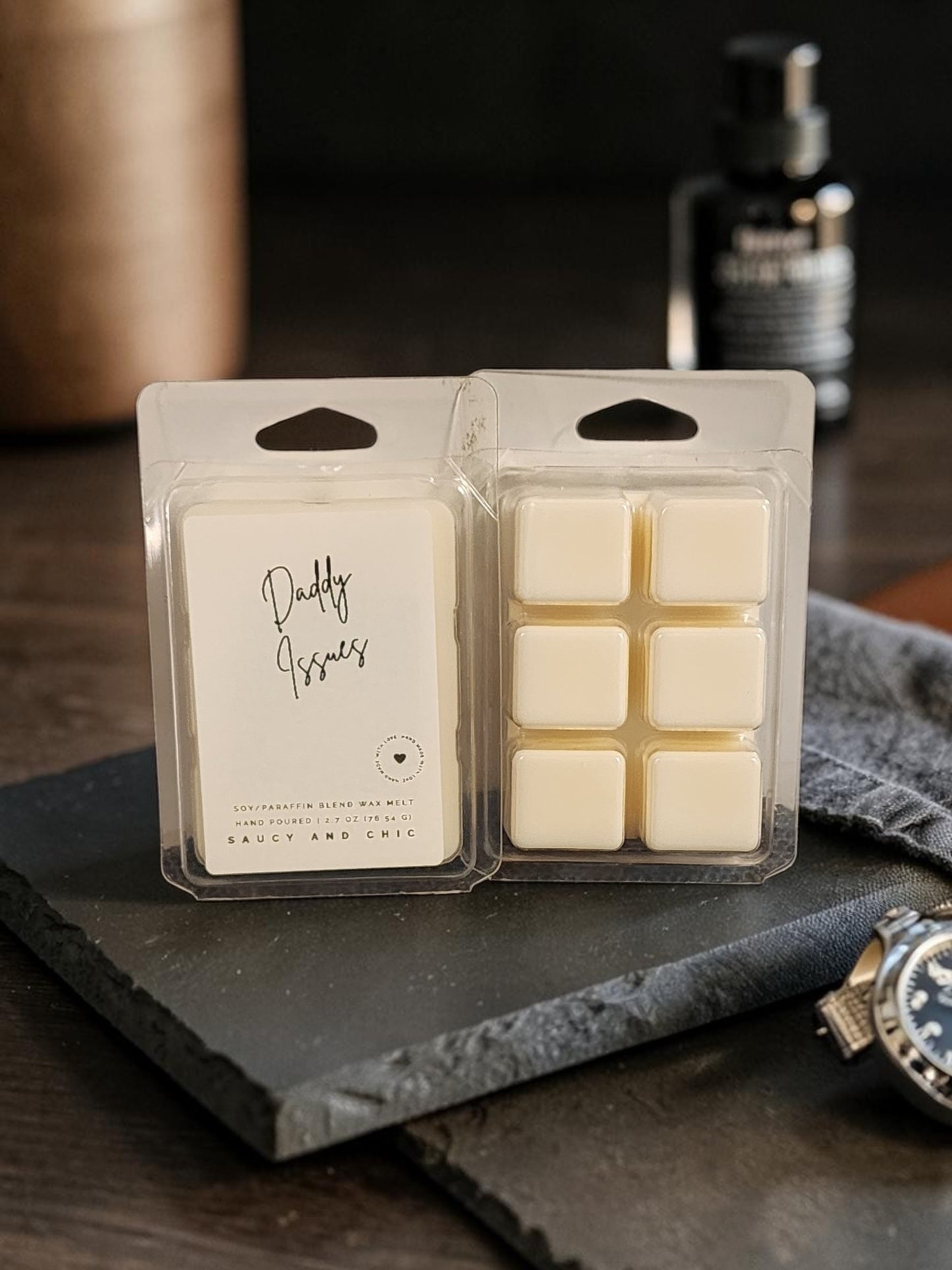 Daddy Issues Wax Melt – Dark Masculine Luxury Home Scent with Fresh Woods & Ice Notes