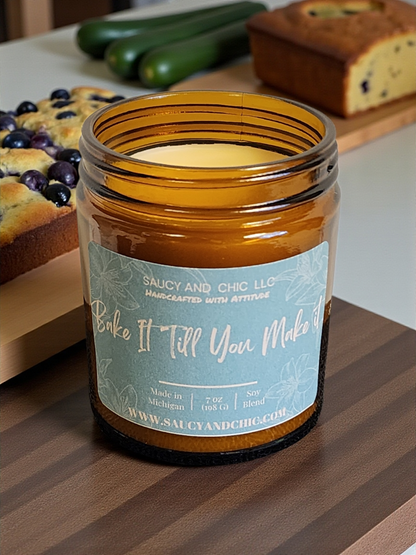 Bake It Till You Make It Wickless Candle – 7oz Bakery Scent Home Fragrance, Handcrafted Flameless Candle