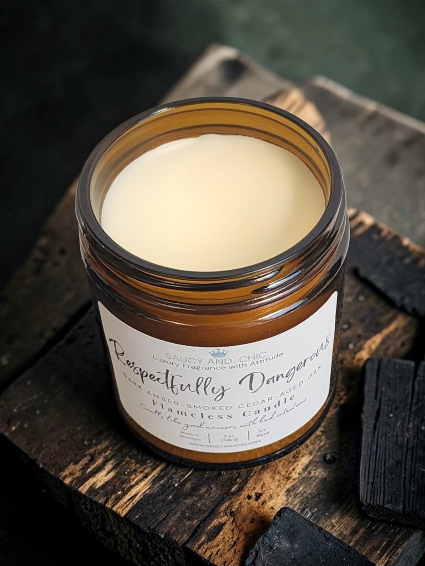 Respectfully Dangerous Wickless Candle – Graphite, Cedar & Aged Oak