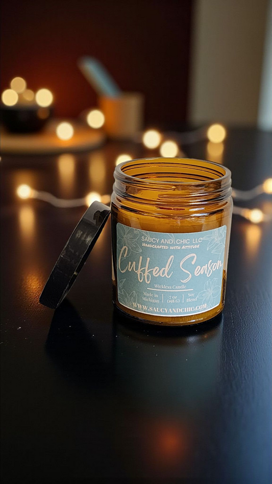Cuffed Season Wickless Candle – Cozy, Flirty, and Perfect for Snuggle Weather | Saucy & Chic