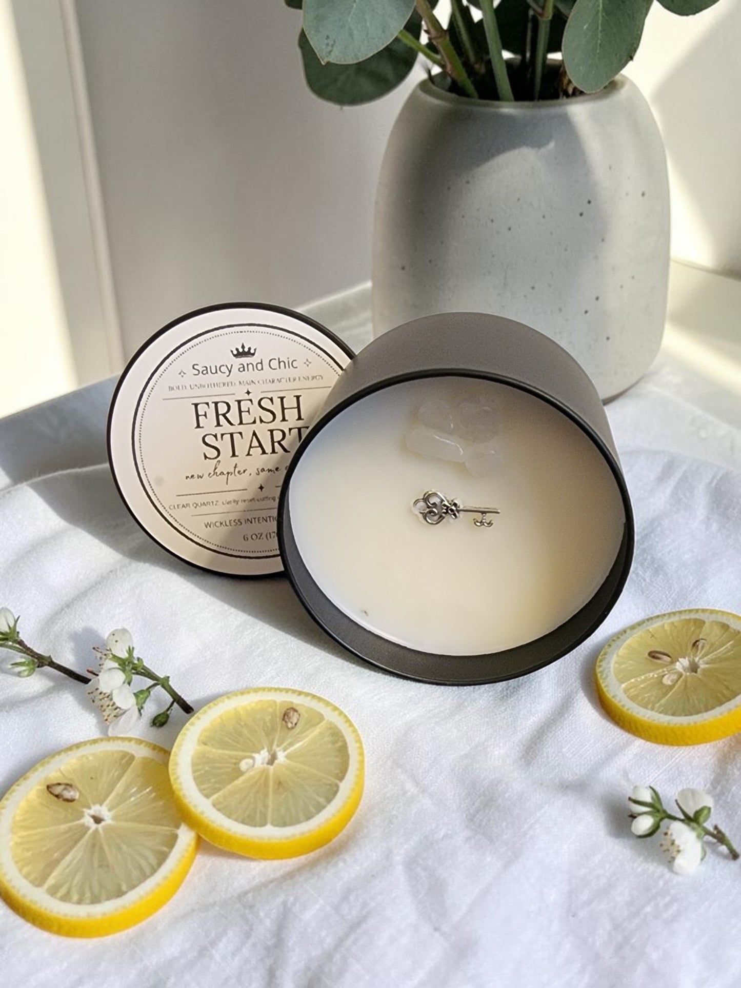 Fresh Start Wickless Intention Candle | Clean Girl Energy Reset Candle for New Beginnings | Minimalist Home Fragrance