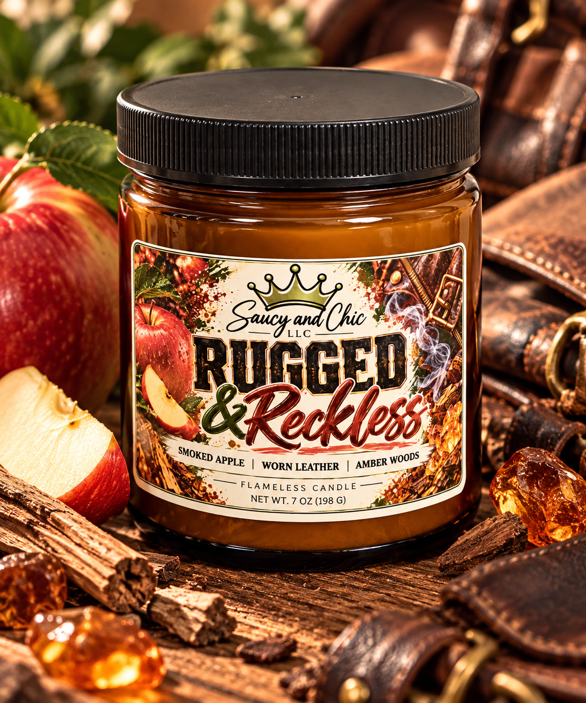 Rugged & Reckless Wickless Candle for Candle Warmer – Cherrywood, Suede & Orchard Woods
