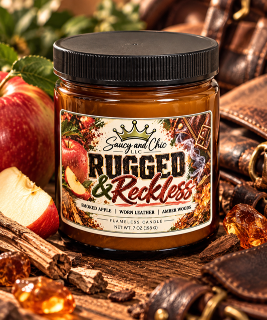 Rugged & Reckless Wickless Candle for Candle Warmer – Cherrywood, Suede & Orchard Woods