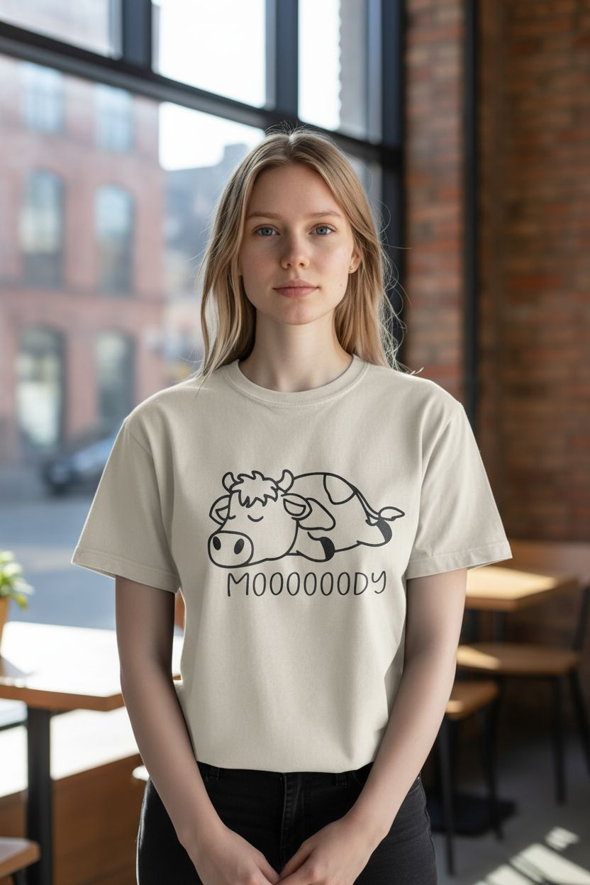 Funny Cow Lover Shirt – Mooody Graphic T-Shirt for Women & Men - Saucy and Chic 