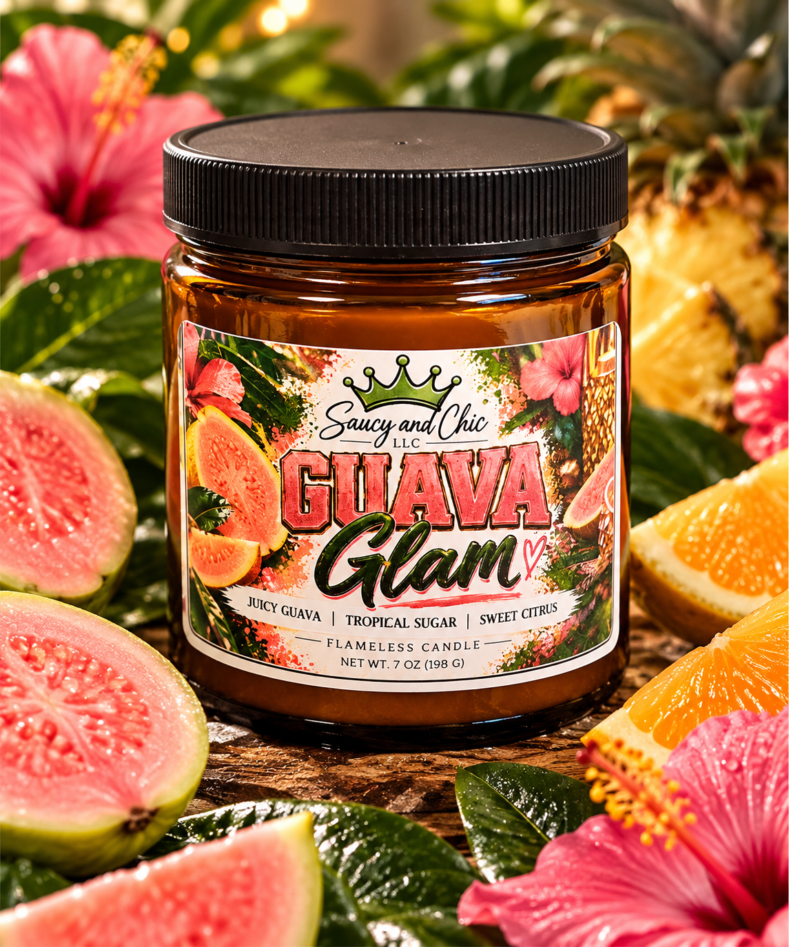 Guava Glam Wickless Candle For Candle Warmer– Juicy Tropical Guava