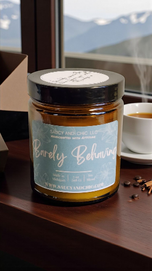 Barely Behaving Wickless Candle | Sweet & Spicy Fun Aroma | Saucy & Chic