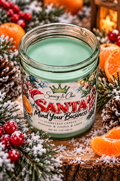 🎅 Santa, Mind Your Business | Christmas Wickless Candle