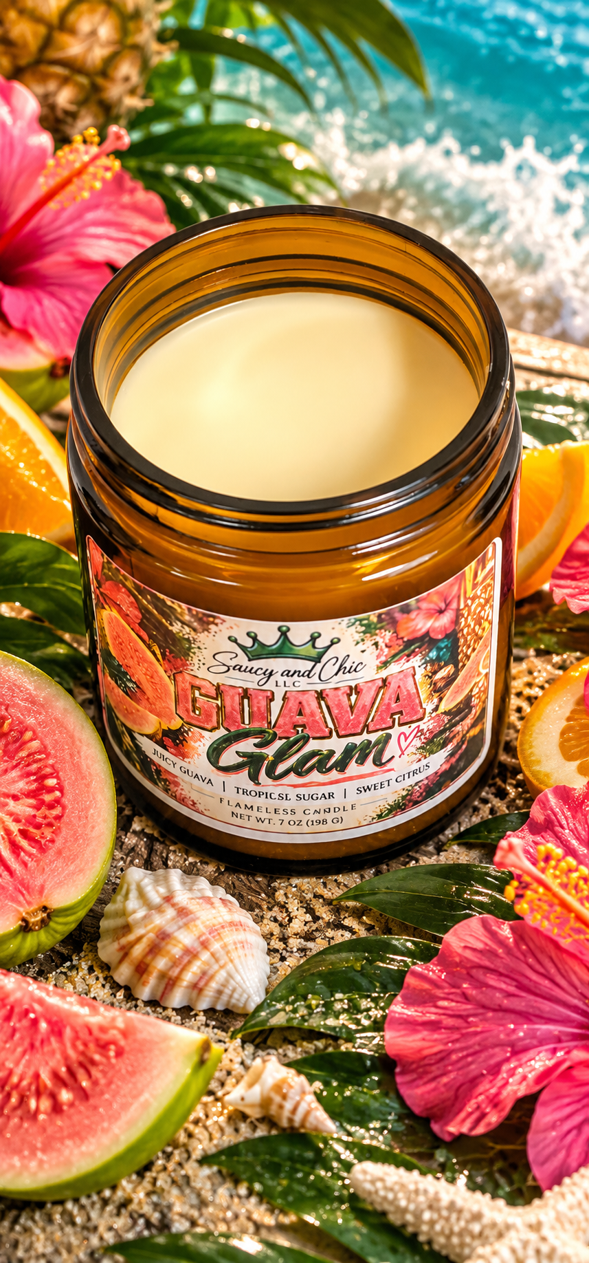 Guava Glam Wickless Candle For Candle Warmer– Juicy Tropical Guava