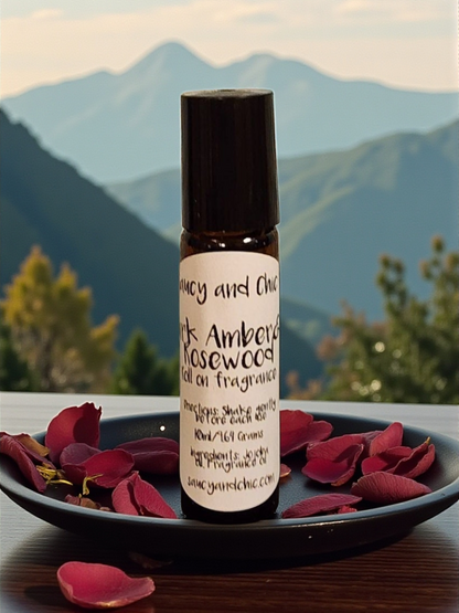 Dark Amber Rosewood Perfume Roll-On: Rich and Elegant Aroma