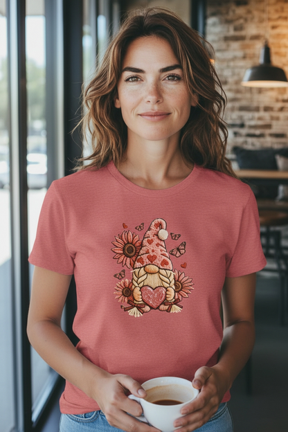 Love Gnome – Cute Gnome Shirt with Hearts & Flowers for Cozy Cottagecore Vibes