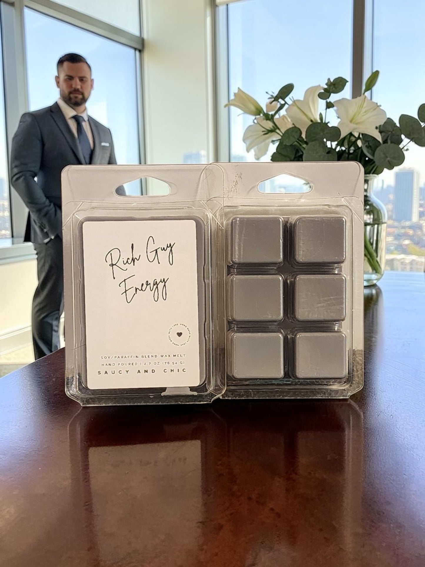 Rich Guy Energy Wax Melt – Bold Masculine Luxury Aroma for Home Fragrance Lovers