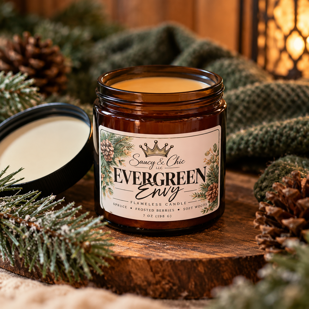 Evergreen Envy Wickless Candle – Fresh & Earthy Home Fragrance