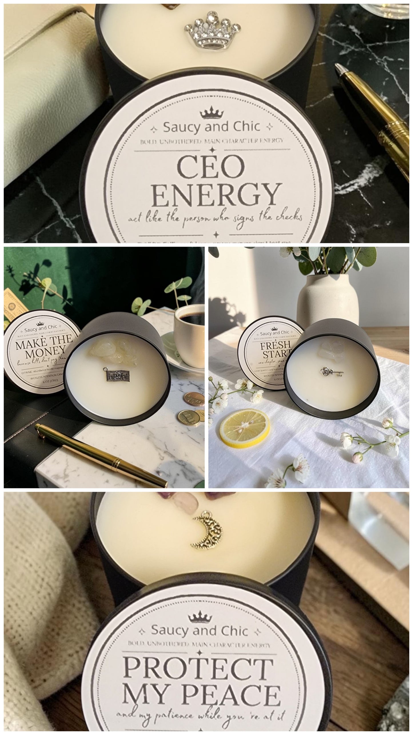 Wickless Intention Candle Bundle | 4 Candle Ritual Set for Peace, Abundance, Focus & Fresh Starts