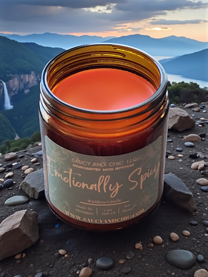 Emotionally Spicy Wickless Candle – 7oz Funny Sassy Candle with Rose Top, Handcrafted Home Fragrance