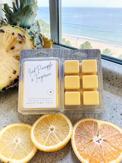 Iced Pineapple & Tangerine Wax Melt – Sweet Citrus Tropical Scent, Summer Wax Melts, Fresh Fruity Home Fragrance