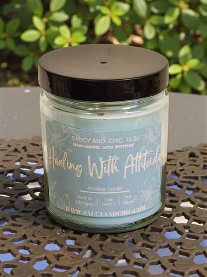 Healing With Attitude – Sassy Wickless Candle for Stress Relief, Self-Care & Bad Mood Banishing