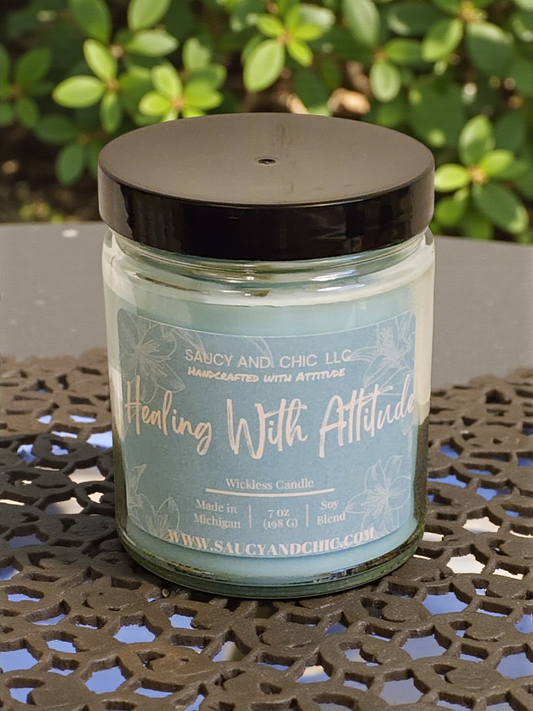 Healing With Attitude – Sassy Wickless Candle for Stress Relief, Self-Care & Bad Mood Banishing