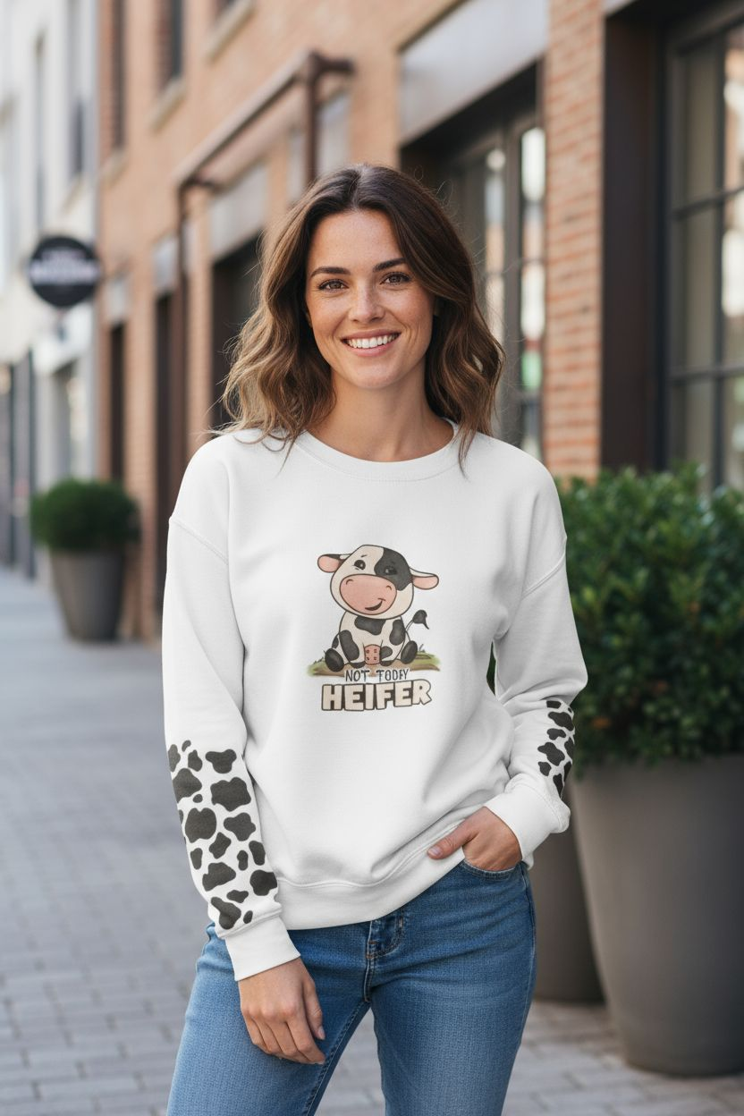 Not Today Heifer Sweatshirt – Funny Cow Graphic Shirt for Sassy Vibes