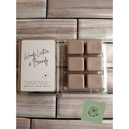 Woody, leather, and brandy wax melt - Saucy and Chic